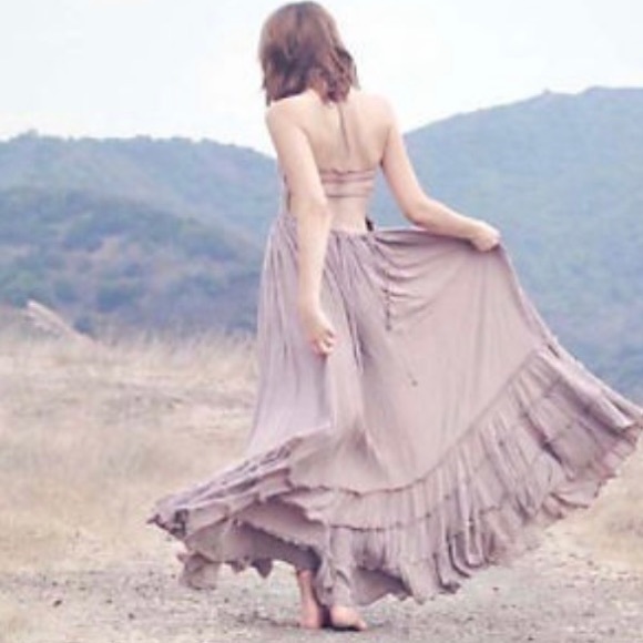 Boho Free Hippie Backless Halter Dress In Dune - Picture 11 of 11